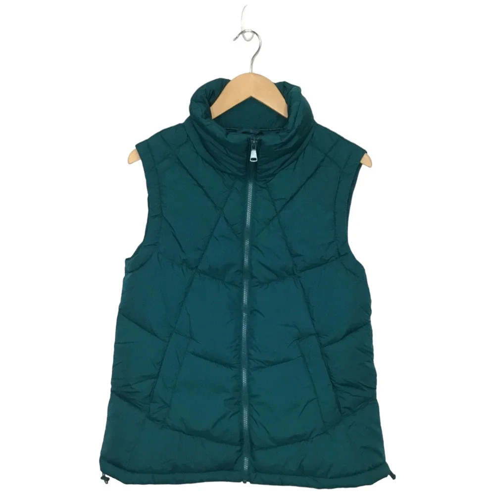 New Nordstrom Puffer Vest Womens XXS Stand Collar Quilted Zip Up Teal Ocean